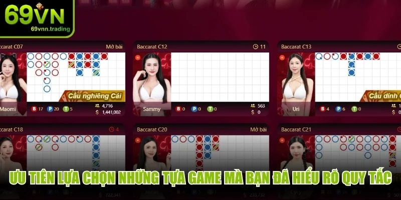 Ưu tiên lựa chọn những tựa game mà bạn đã hiểu rõ quy tắc