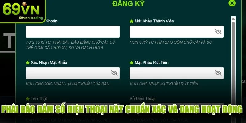 Phải bảo đảm số điện thoại này chuẩn xác và đang hoạt động để tạo ID